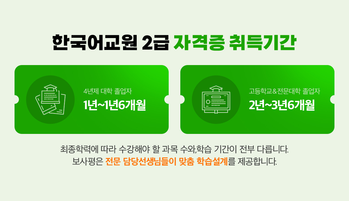 한국어교원 2급 자격증 취득기간