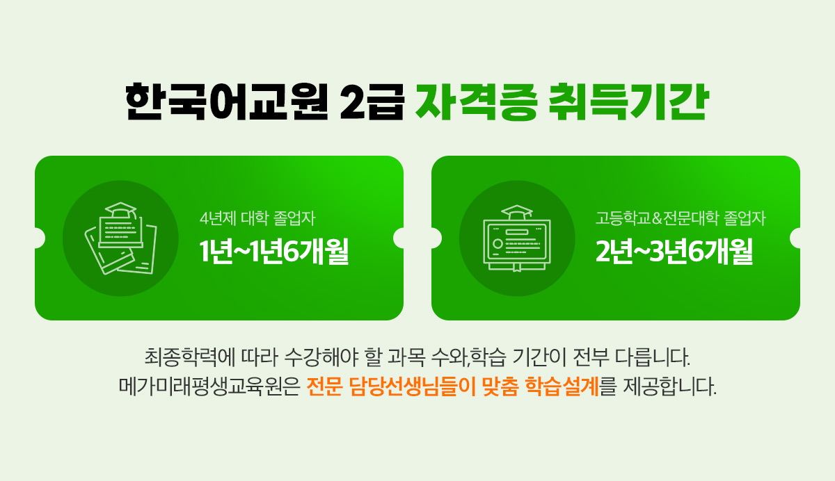 한국어교원 2급 자격증 취득기간