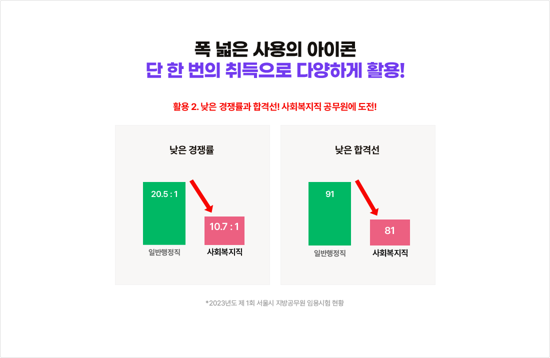폭 넓은 사용의 아이콘 단 한 번의 취득으로 다양하게 활용!