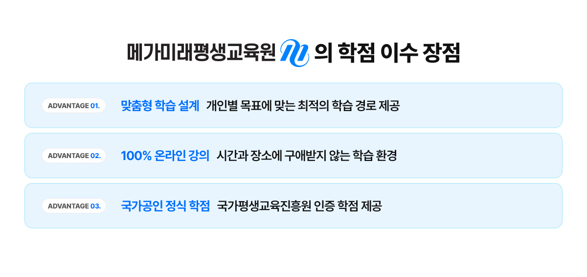 메가미래평생교육원의 학점 이수 장점
