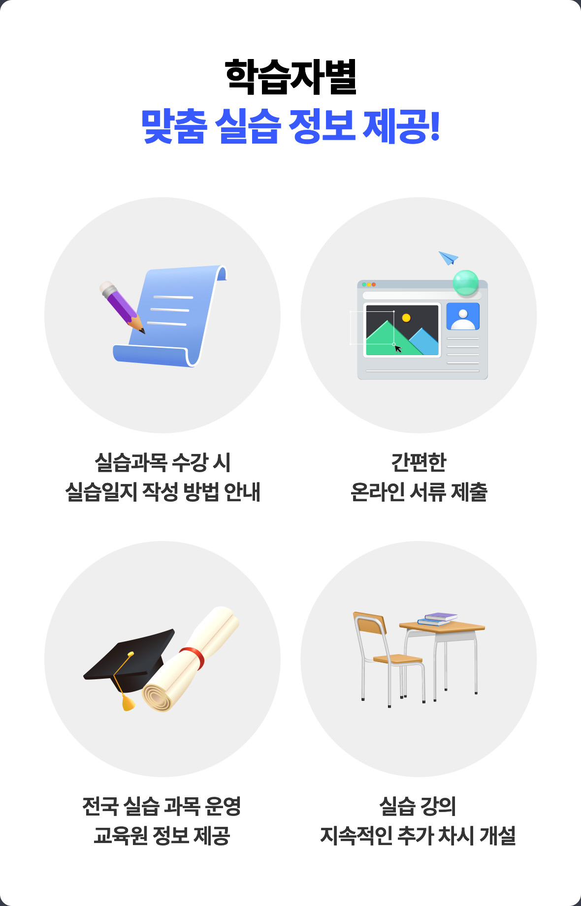 학습자별 맞춤 실습 정보 제공!